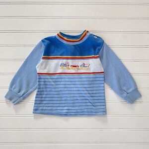 VINTAGE GARANIMALS EUC Boys Primary Colors Embroidered Cars Trucks Shirt